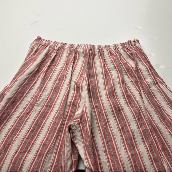 Bryn Walker Ella Red White Striped Wide Leg Cropped Linen Pant Womens Size Small - Picture 12 of 13